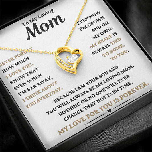 To My Loving Mom Gift - Forever Love Heart Necklace